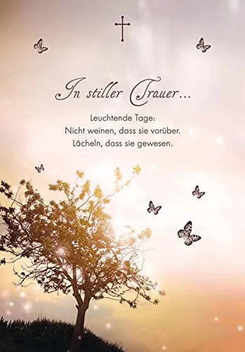 Perleberg Trauerkarte - Basic-Classic-Collection - Trauerkarten mit Umschlag - Liebevolle Beileidskarten mit Umschlag - Danksagungskarten Trauer - hochwertige Karten zur Trauer in 11,6 x 16,6 cm