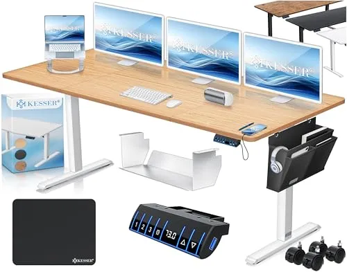 KESSER® Höhenverstellbarer Schreibtisch elektrisch in beige von Kesser