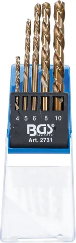 Bohrer-Satz linksschneidend 5-teilig - Zubehör für Elektrowerkzeug, ideal zum Bearbeiten von Materialien mit präzisem Linksgewinde in den Größen 4 - 5 - 6 - 8 - 10 mm.