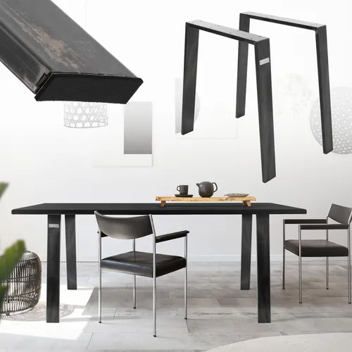 ML-Design 2er Set Tischbeine Loft 75x72 cm - Möbelfüße im angesagten Industrial-Look, aus robustem pulverbeschichtetem Stahl, ideal für Esstische oder Schreibtische. Schaffe mit diesen Tischbeinen eine frische Atmosphäre in deinem Zuhause!