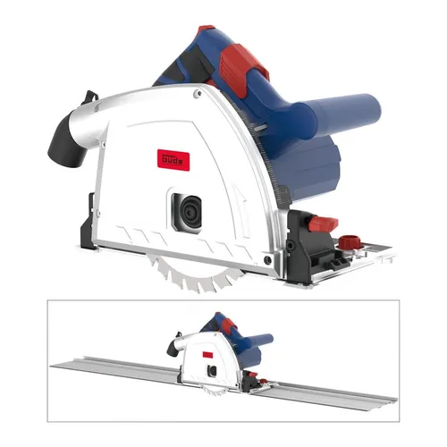 Güde Tauchkreissäge TS 57-1400 KE Set - Präzise Tauchkreissäge für Holz mit einer Schnitttiefe von bis zu 60 mm, ideal für Heimwerker und Profis. Set enthält Klemme und Sägeblätter für sofortigen Einsatz.