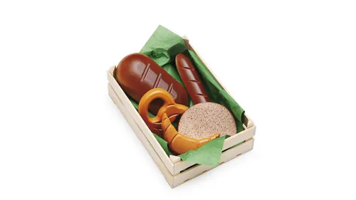 Erzi Kaufladensortiment - 6-teiliges Set aus Holz, braune Backwaren für kreatives Spielen ab 3 Jahren