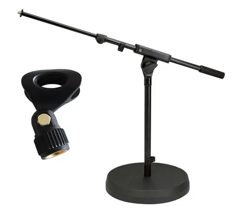 König & Meyer Mikrofonständer K&M 259-6 Mikrofonstativ mit Mikrofonklammer, (niedrig, Vorteils-Set mit Mikrofonklammer), zum Abnehmen von Bassdrum, Cajon oder Gitarrenverstärkern