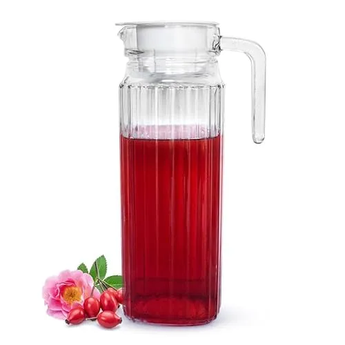 Sendez Saftkrug 1,1 L Wasserkaraffe Glaskaraffe Wasserkrug Krug Glaskrug Kühlschrankkrug