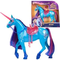 Unicorn Academy - Einhorn River, 28 cm große Spielfigur - Spielzeug für Kindergartenkinder, mit echter Mähne, abnehmbarem Zaumzeug, Sattel und Bürste für kreatives Spielen.