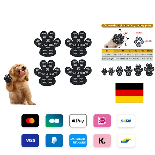 VALFRID Anti-Rutsch Pfotenschutz für Hunde 24 Stücke,Selbstklebende Silikon-Gel Beständig rutschfest Traktion Hund Schuhe Hundeschuhe Hundesocken Ersetzen S