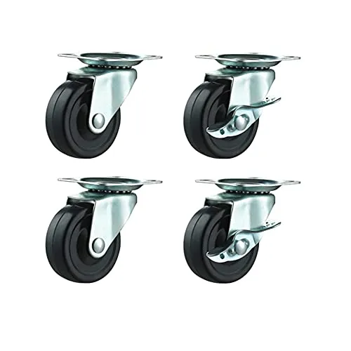 Lenkrollen 4 x 40 mm Schwerlast-Schwenkmöbel-Lenkrolle Gebremste Gummi-Silent-Rollen für Trolley Bürostuhl Ersatzrollen Rollen Schwarz