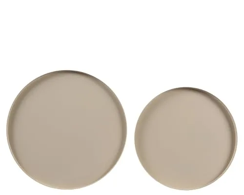 Decoris Dekotablett Set - Skandinavisches Design, 2er Set rund aus Metall, 30-35cm - Vielseitiges 2er Set runder Dekotabletts aus mattem Metall im skandinavischen Stil. Ideal zum Servieren oder Dekorieren, bruchsicher und langlebig. Perfekt für jede Gelegenheit, von Festlichkeiten bis zum Alltag.