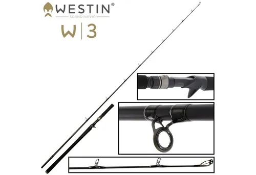 Westin W3 6XH MonsterStick-T Baitcaster Rute 240cm - Angelrute für Süßwasserfischen, ideal für Hecht, mit leichtem Carbonblank und einem Wurfgewicht von 150-290g für präzises Angeln.