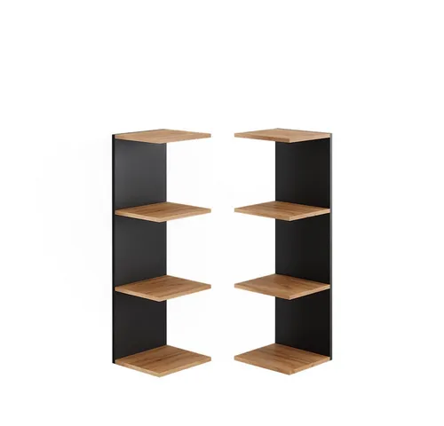 Vicco Bücherregal Paolo 2er Set, Anthrazit/Goldkraft Eiche - Bücherregal, modernes Design und hochwertige Verarbeitung, ideal für stilvolle und funktionale Wohnraumgestaltung.