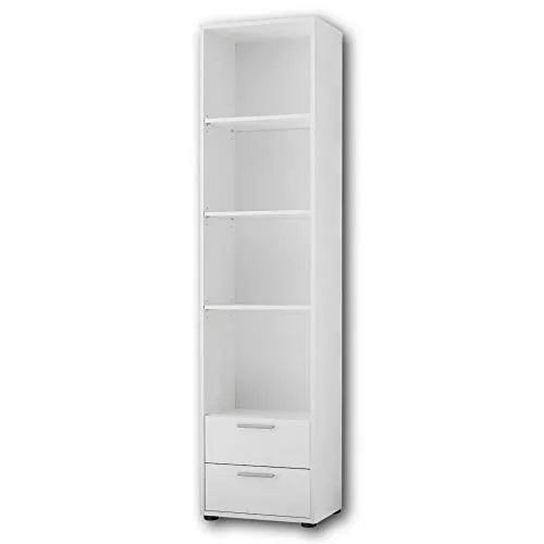 MyBaby Regal BIBO - Schmaler Lückenfüller für das Kinderzimmer - Babyregale in modernem Design mit offenen Fächern und zwei Schubladen. Ideal für Kleidung und Spielsachen, passt perfekt in jedes Kinderzimmer.