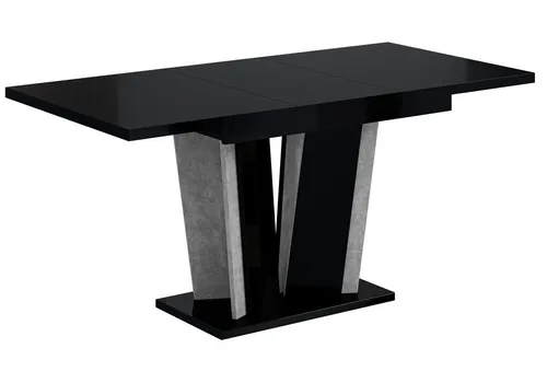 ALTDECOR Esstisch ausziehbar - Black Gloss/Stone, 120-160 cm - Moderner, ausziehbarer Esstisch mit robustem Untergestell und 3,2 cm starker, laminierten Tischplatte. Ideal für gesellige Abende mit Familie und Freunden.