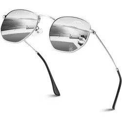 Sonnenbrille Damen Herren Polarisiert Sechseck Metallrahmen UV400 - Elegante Sonnenbrille mit polarisierten Gläsern und leichtem Metallrahmen. Der UV400-Schutz sorgt für optimalen Augenschutz. Trendiges Sechseck-Design für einen modernen Look und höchsten Tragekomfort.