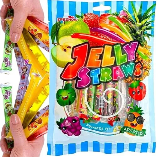 1x Jelly Straws Fruit Fruchtgummistäbchen/Geleefruchtstreifen, Fruchtgummi Jelly Strips Straws, Kaubonbon-Stangen, Soft-Kaustangen mit Fruchtgeschmack - Assorted Flavors - 300g (1x 300g)