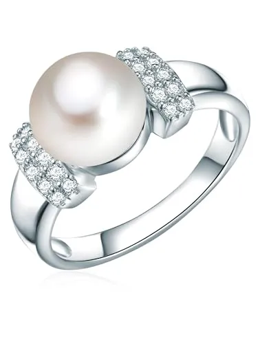 Valero Pearls Perlenring aus Süßwasser-Zuchtperlen - Eleganter Ringe aus Sterling Silber mit weißen Süßwasser-Zuchtperlen, ideal für besondere Anlässe oder als zeitloses Accessoire.