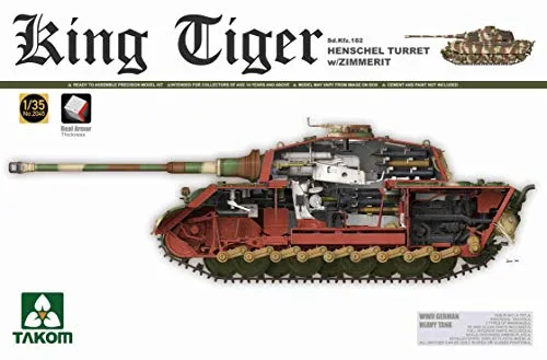 Takom TAK-2045 - Modellbausatz WWII German Heavy Tank Sonderkraftfahrzeug 182 King Tiger Henschel Turret w/Zimmerit