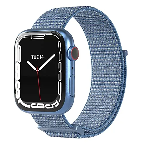 EAZY CASE Armband kompatibel mit Apple Watch 44mm / 45mm / 46mm / 49mm verstellbares Ersatzarmband aus Nylon Sport Loop für Apple Watch Serie 11 10 9 8 7 6 5 4 3 2 1 SE für Damen/Herren Blau