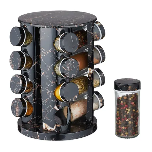 Gewürzkarussell drehbar mit 16 Gläsern - Praktisches Gewürzregal mit drehbarer Basis, ideal für eine platzsparende und übersichtliche Gewürzaufbewahrung in Ihrer Küche.