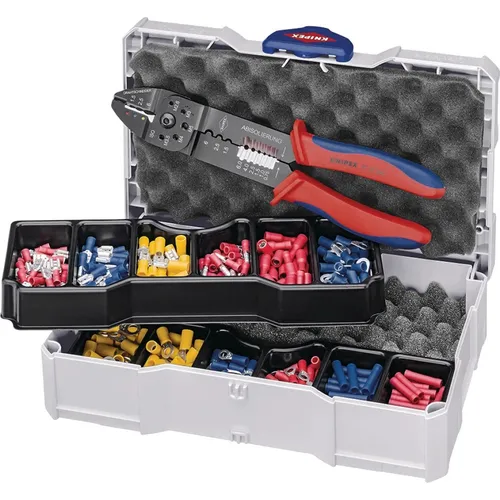 Knipex 97 90 26 Crimpzangen-Set 301-teilig - Zangen-Set mit isolierten Kabelschuhen und Steckverbindern, inklusive stabiler TANOS MINI-Systainer für einfache Organisation und schnellen Zugriff.