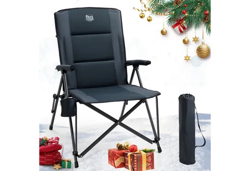 TIMBER RIDGE Campingstuhl Faltbar Breiter Sitz 55cm Leicht Klappstuhl 150kg Belastbar (1 St), 55×48×102cm, schwarz