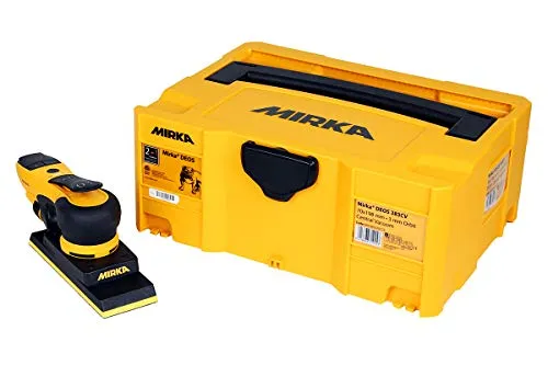 Mirka DEOS 383CV Schwingschleifer - Schleifmaschinen mit bürstenlosem Motor für präzises, staubfreies Schleifen. Inklusive praktischer Transport-Box für einfachen Transport und Zubehör.