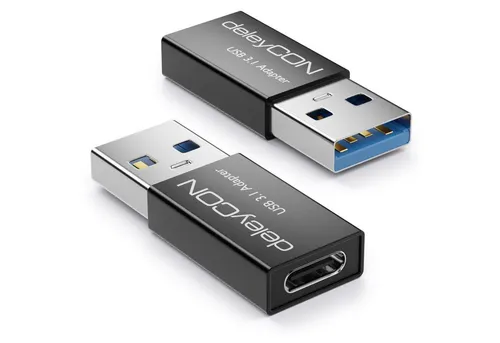 deleyCON deleyCON 2x USB3.1 Adapter USB A zu USB C-Buchse 5Gbit/s Aluminium USB-Adapter