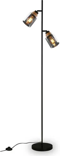 BRILONER Stehlampe – Schwenkbare Wohnzimmerlampe mit Fußtaster und Rauchglas - Standleuchten & Deckenfluter: Dekorative Stehlampe mit schwenkbaren Lampenköpfen aus Rauchglas, ideal für Wohnzimmer und Büro. Bequem ein- und ausschaltbar per Fußtaster.