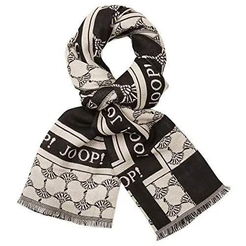JOOP! Jacquard-Schal in Schwarz - Eleganter Schals & Tücher aus 52% Viskose und 48% Acryl, bietet nicht nur Stil, sondern auch hohen Tragekomfort und Wärme.