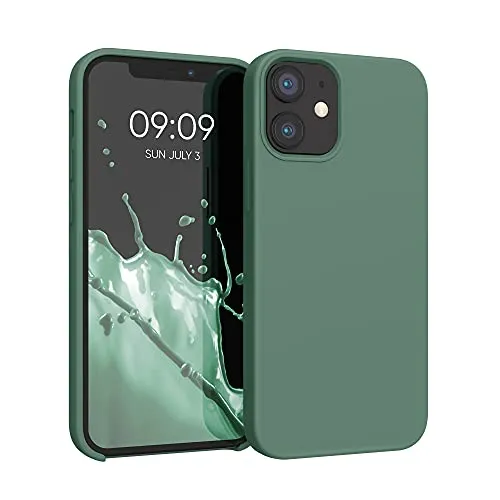 kwmobile Handyhülle für iPhone 12 mini Hülle, für iPhone 12 mini Case - Hülle Silikon - kabelloses Laden - Tannengrün