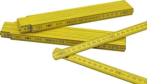 Stück Zollstock 2 Meter mit 90°/180° Winkeleinrastung und Winkelskala (30°/45°/60°/75°/90°) - Adga 250 plus Markenzollstock 2m aus Buchenholz - gelb ohne Werbeaufdruck 1