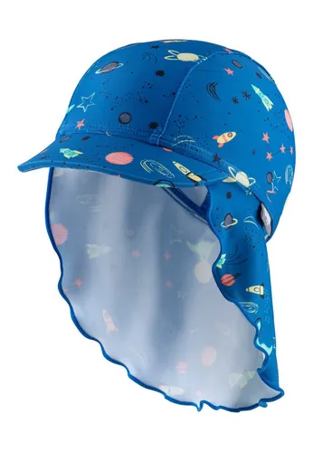 Sterntaler® Badekappe 50+ Bademütze mit Nackenschutz Weltraum (1 St)