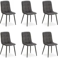 Produktbild Homestyle4u Esszimmerstuhl 6er Set in Anthrazit Samt