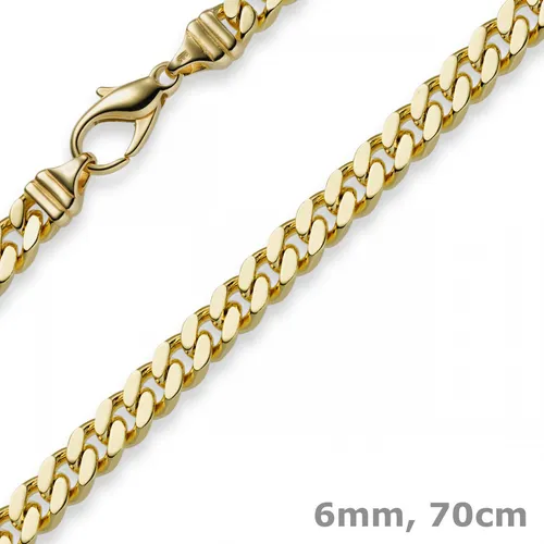 6mm Panzerkette Kette Collier aus 750 Gold Gelbgold Goldkette 70cm Herren