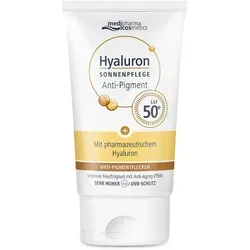 Hyaluron Sonnenpflege Gesicht Anti-Pigment & Anti-Age LSF 50 - Sonnenschutzmittel mit Lichtschutzfaktor 50+, schützt empfindliche Haut vor UV-Strahlen und Pigmentflecken, spendet intensive Feuchtigkeit für einen strahlenden Teint.