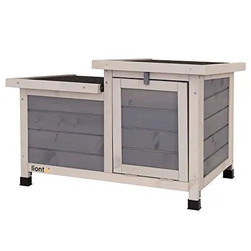 lionto Kleintierstall aus Holz, wetterfest, 70 x 43 x 45 cm - Ställe für Outdoor & Indoor, wetterfest und ideal für Kaninchen. Enthält Montageanleitung für einfache Selbstmontage.