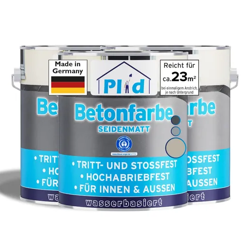 Betonfarbe 2,25L Kieselgrau - Hochdeckende Bodenbeschichtung - Lacke: Schnelltrocknende und UV-beständige Betonfarbe in Kieselgrau, perfekt für Innen- und Außenbereiche, deckt bis zu 30 m² mit nur einer Schicht.