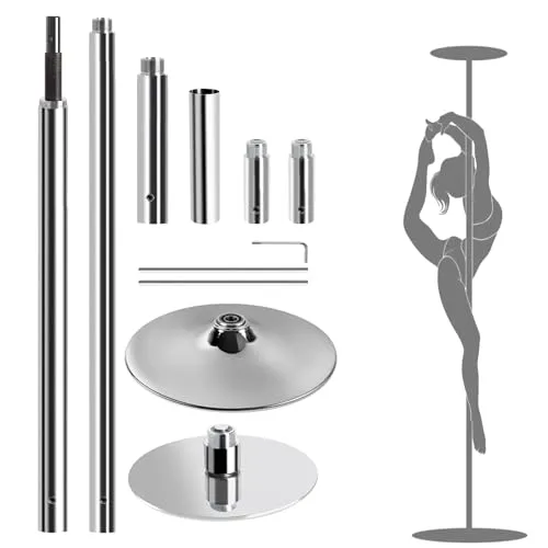 FFitness Unisex – Erwachsene Polec Pole Dance Stange, Silber/schwarz, Einheitsgröße