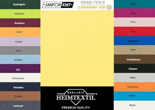 EXKLUSIV HEIMTEXTIL Marke Jersey Spannbettlaken 60 x 120 cm - 70 x 140 cm 100% Baumwolle Öko - Tex Zertifiziert, Markenqualität, Matratzenhöhe bis 10 cm, Gelb