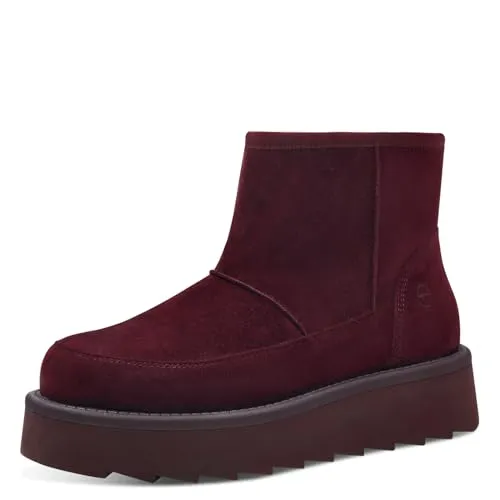 Tamaris Damen Warmfutter Stiefel aus Leder – MERLOT, EU 38 in rot von Tamaris