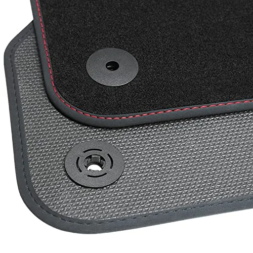 teileplus24 BGF664 Ganzjahres-Fußmatten kompatibel mit VW T5, T6 und T6.1 2003-07/2024 Wasserdicht, Naht:Rot