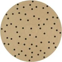 vidaXL Handgefertigter Jute Teppich mit Punktmuster 120 cm - Teppich aus geflochtener Jute, handgefertigt und einzigartig. Verleihe deinem Raum eine natürliche und verspielte Note mit diesem modernen Design.