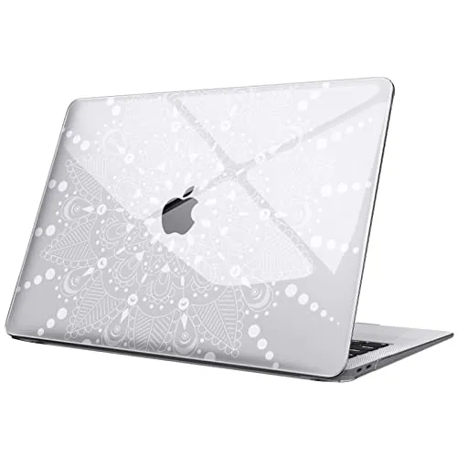 Fintie Hülle kompatibel mit MacBook Air 13 (2018-2020 Version) A2337(M1)/A2179/A1932, Ultradünne Hartschale Schutzhülle Snap Case, Blumen Weiß(Klar)