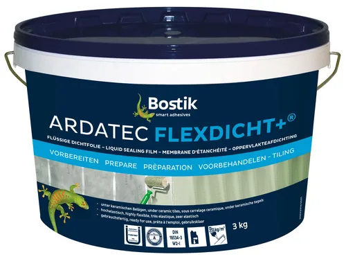 Bostik Ardatec Flexdicht+ Flüssige Dichtfolie Blaugrau 3 kg - Dichtmaterialien für Badezimmer, Balkon und Terrasse, bietet zuverlässigen Schutz gegen Feuchtigkeit und Risse.