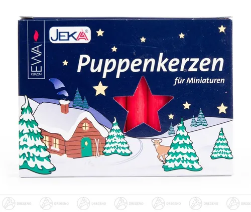 20 Stück Miniatur Puppenkerzen, rot, 10x65mm - Tropffreie und rauchfreie Spezial-Kerzen für Miniaturen, ideal für festliche Anlässe wie Weihnachten. Hergestellt aus hochwertigem Wachs in leuchtendem Rot.
