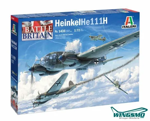 Italeri 1:72 Heinkel HE-111H-6 Modellbausatz - Luftfahrt-Modellbausätze mit detaillierter Nachbildung, 22,7 cm groß und ideal für Bastler, die ihre Kreativität beim Zusammenbauen entfalten möchten.