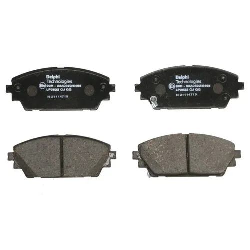 Bremsbelagsatz DELPHI LP3632, Vorne - Bremsbeläge für optimale Sicherheit, Hersteller: DELPHI, vorne montierbar, mit Verschleißkontakt und Low-Metallic Material für verbesserte Bremsleistung.