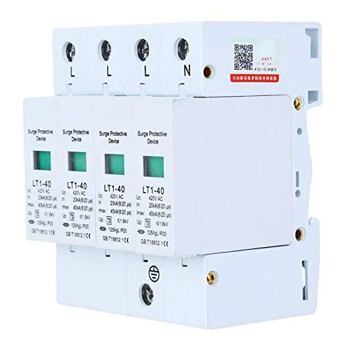 Überspannungsschutz, 4P LT1‑40 Haus Überspannungsschutz 40ka Schutzmodul Niederspannungsableiter Weiß
