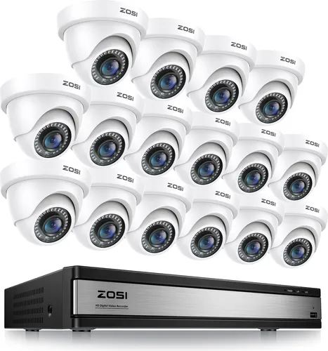 ZOSI 16CH 1080P DVR Überwachungskamera Set - Hochauflösendes Überwachungssystem mit 16x 2MP Kameras, 2TB Speicher und intelligenter Bewegungserkennung für maximale Sicherheit, ideal für Ihr Zuhause oder Büro.