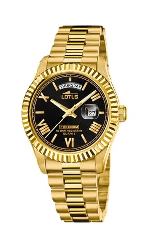 Lotus 18857/4 Herrenuhr Edelstahl Goldfarben Schwarz - Elegante Herrenuhr aus Edelstahl mit goldfarbenem Gehäuse, schwarzem Zifferblatt und 10 ATM Wasserdichtigkeit – ideal für stilbewusste Männer.