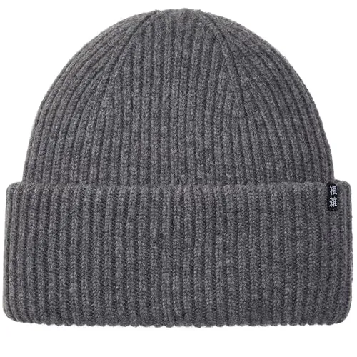Enter the Complex® Oversize Beanie Mütze, Damen und Herren, Made in Italy, 100% feinste Merinowolle, Gerippt, Anthrazit